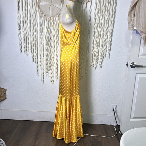 Caroline Constas Amelia Silk Maxi Gown in Saffron and White Polka Dot Size Large - Picture 4 of 12